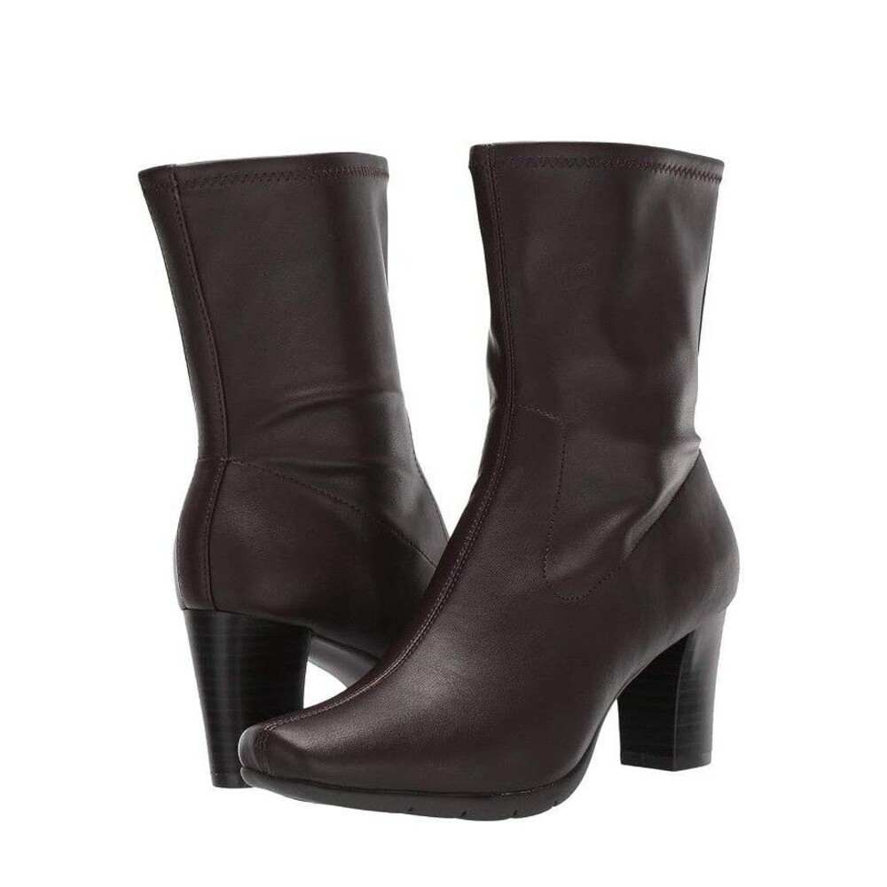 Aerosoles Womens 7.5M Brown Cinnamon Mid Calf Block Heel Boots NIB XO8